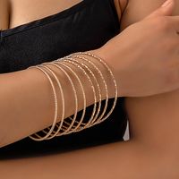 Fashion Stacking Gold And Silver Glossy Geometric Animal Snake Open Bracelet main image 7