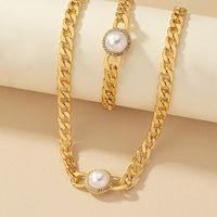 Retro Römischer Stil Geometrisch Perle Zirkon Legierung Großhandel Armbänder Halskette main image 3