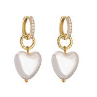 Elegant Sweet Simple Style Heart Shape Copper Plating Inlay Artificial Pearls Zircon 18k Gold Plated Earrings Necklace main image 2