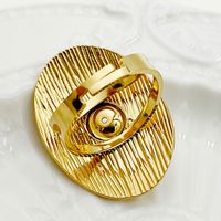 Edelstahl 304 Vergoldet Elegant Vintage-Stil Überzug Inlay Oval Perle Offener Ring main image 3