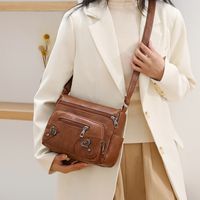 Women's All Seasons Pu Leather Solid Color Classic Style Sewing Thread Square Zipper Shoulder Bag main image 4