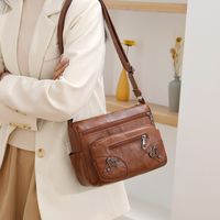 Women's All Seasons Pu Leather Solid Color Classic Style Sewing Thread Square Zipper Shoulder Bag main image 5