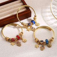 Elegant Cute Palm Star Moon Stainless Steel Alloy Beaded Inlay Rhinestones Women's Bangle main image 1