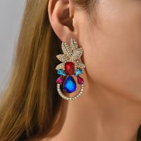 Elegant Luxurious Lady Leaf Alloy Inlay Artificial Gemstones Women's Earrings main image 10