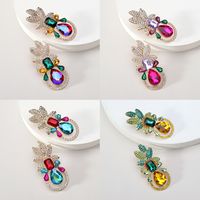 Elegant Luxurious Lady Leaf Alloy Inlay Artificial Gemstones Women's Earrings main image 11