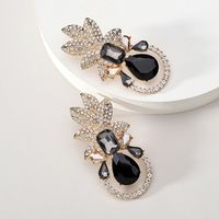 Elegant Luxurious Lady Leaf Alloy Inlay Artificial Gemstones Women's Earrings sku image 4