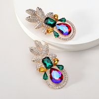 Elegant Luxurious Lady Leaf Alloy Inlay Artificial Gemstones Women's Earrings sku image 3