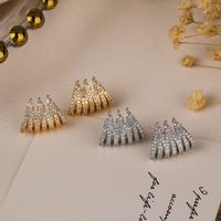 1 Pair Simple Style Commute Solid Color Plating Inlay Copper Zircon 18k Gold Plated Ear Studs main image 3