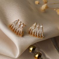 1 Pair Simple Style Commute Solid Color Plating Inlay Copper Zircon 18k Gold Plated Ear Studs main image 1