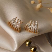 1 Pair Simple Style Commute Solid Color Plating Inlay Copper Zircon 18k Gold Plated Ear Studs sku image 1