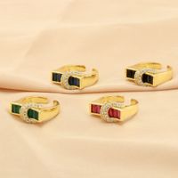 Copper 18K Gold Plated IG Style Hip-Hop Commute Inlay Buckle Zircon Open Rings main image 6