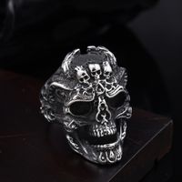 Rétro Drôle Punk Masquer Crâne Acier Inoxydable 304 Polissage Halloween Hommes Bague Large Bande sku image 1