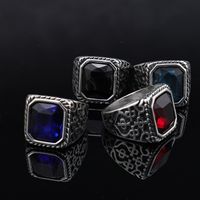 Retro Punk Color Block 304 Stainless Steel Polishing Inlay Gem Men'S Wide Band Rings main image 1