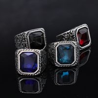 Retro Punk Color Block 304 Stainless Steel Polishing Inlay Gem Men'S Wide Band Rings main image 3