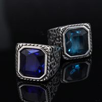 Retro Punk Color Block 304 Stainless Steel Polishing Inlay Gem Men'S Wide Band Rings main image 4