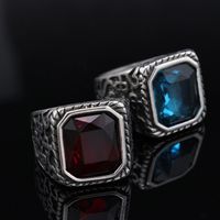 Retro Punk Color Block 304 Stainless Steel Polishing Inlay Gem Men'S Wide Band Rings main image 5
