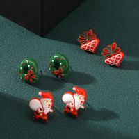 1 Pair Cute Sweet Christmas Tree Santa Claus Elk Plating Copper Ear Studs main image 6