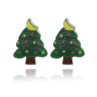 1 Pair Cute Sweet Christmas Tree Santa Claus Elk Plating Copper Ear Studs sku image 4