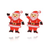 1 Pair Cute Sweet Christmas Tree Santa Claus Elk Plating Copper Ear Studs sku image 7