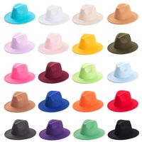 Unisex Elegant Solid Color Big Eaves Fedora Hat main image 10