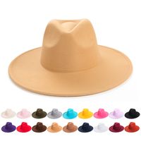 Unisex Elegant Solid Color Big Eaves Fedora Hat main image 1