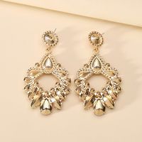 1 Pair Luxurious Geometric Inlay Alloy Rhinestones Glass Gold Plated Chandelier Earrings Drop Earrings main image 11