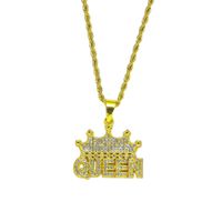 Hip-hop Vintage Style Letter Crown Alloy Inlay Rhinestones Men's Long Necklace main image 5