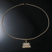 Hip-hop Vintage Style Letter Crown Alloy Inlay Rhinestones Men's Long Necklace main image 4