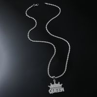 Hip-hop Vintage Style Letter Crown Alloy Inlay Rhinestones Men's Long Necklace main image 3