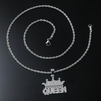Hip-hop Vintage Style Letter Crown Alloy Inlay Rhinestones Men's Long Necklace main image 2