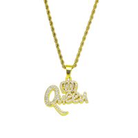 Hip-hop Vintage Style Letter Crown Alloy Inlay Rhinestones Unisex Long Necklace main image 2