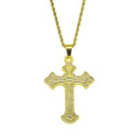 Hip-hop Vintage Style Cross Alloy Inlay Rhinestones Men's Long Necklace main image 3