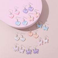 1 Set Cute Sweet Heart Shape Butterfly Plastic Drop Earrings Ear Hook main image 4