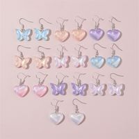 1 Set Cute Sweet Heart Shape Butterfly Plastic Drop Earrings Ear Hook main image 3