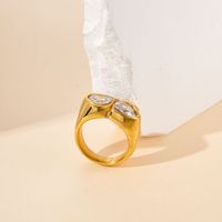 304 Stainless Steel 14K Gold Plated Basic Modern Style Plating Inlay Heart Shape Zircon Rings main image 4