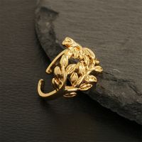 Hip-hop Vintage Style Leaves Anchor Copper Plating 18k Gold Plated Open Rings main image 7