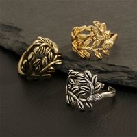 Hip-hop Vintage Style Leaves Anchor Copper Plating 18k Gold Plated Open Rings main image 1