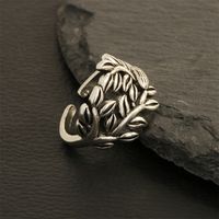 Hip-hop Vintage Style Leaves Anchor Copper Plating 18k Gold Plated Open Rings sku image 2