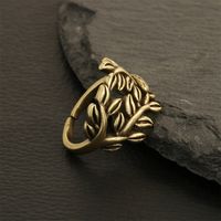 Hip-hop Vintage Style Leaves Anchor Copper Plating 18k Gold Plated Open Rings sku image 3