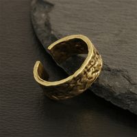 Hip-hop Vintage Style Leaves Anchor Copper Plating 18k Gold Plated Open Rings main image 5
