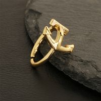 Hip-hop Vintage Style Leaves Anchor Copper Plating 18k Gold Plated Open Rings main image 2