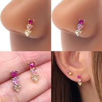 Simple Style Leaf Stainless Steel Aluminium Alloy Plating Inlay Diamond Zircon White Gold Plated Gold Plated Ear Studs Nose Ring main image 1
