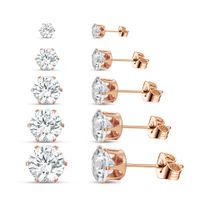 From  European And American Foreign Trade Six-claw 5-pair Storage Ear Studs Men's And Women's Fashion Colorful Zircon Earrings sku image 8