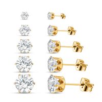 From  European And American Foreign Trade Six-claw 5-pair Storage Ear Studs Men's And Women's Fashion Colorful Zircon Earrings sku image 7