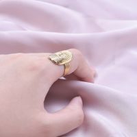 Wholesale Vintage Style Fingerprint Solid Color Stainless Steel Plating Open Rings main image 4