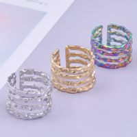 Wholesale Vintage Style Simple Style Solid Color Texture Stainless Steel Plating Open Rings main image 5