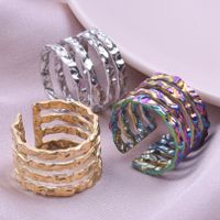 Wholesale Vintage Style Simple Style Solid Color Texture Stainless Steel Plating Open Rings main image 2