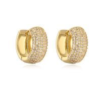 1 Paire Style Simple Commuer Géométrique Placage Incruster Le Cuivre Zircon Plaqué Or 18k Boucles D'oreilles sku image 2