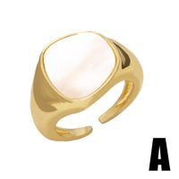 Ig Style Simple Style Geometric Copper Plating Inlay Shell 18k Gold Plated Open Rings main image 4