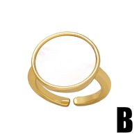 Ig Style Simple Style Geometric Copper Plating Inlay Shell 18k Gold Plated Open Rings main image 3